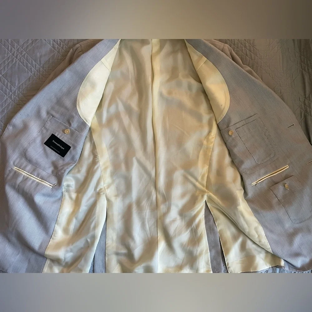 Ermenegildo Zegna Made in Italy‎ Vintage Subtle Fine Stripe Travel Jacket 44 R